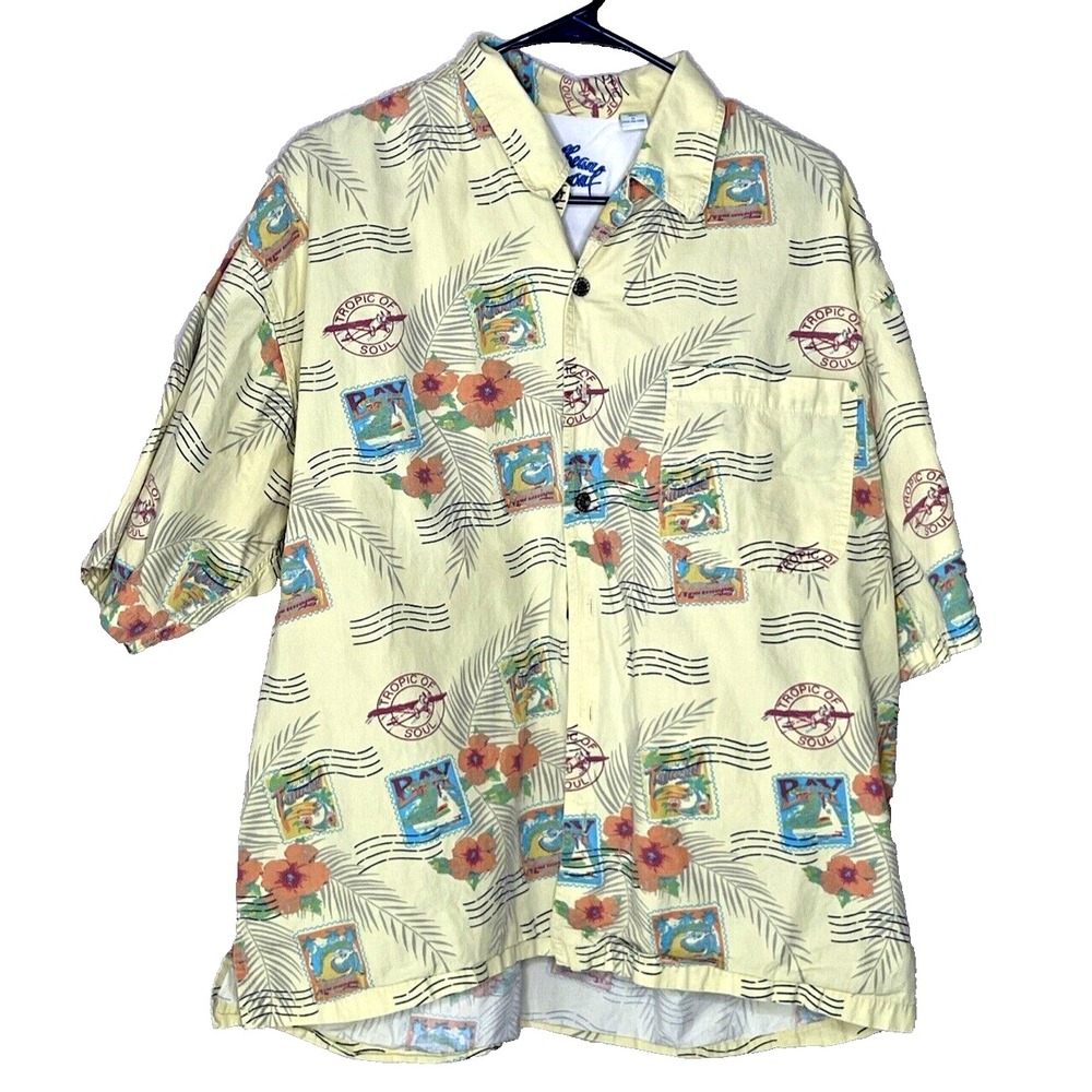 Caribbean Soul Short Sleeve Button Down Hawaiian Shirt Men's Size XL Multicolor